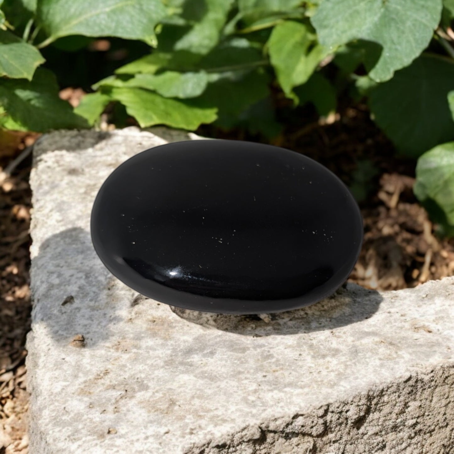 Black Obsidian Palm Stone