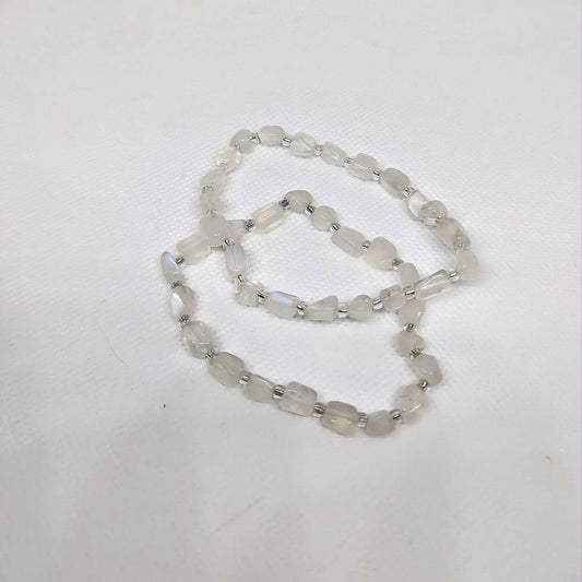 White Moonstone Rectangle Bead Bracelet